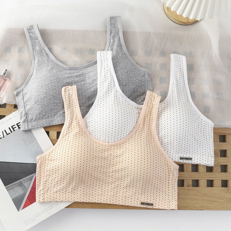 Bežični grudnjak u stilu veste, pamuk, s punim košaricama, tanko oblikovanim čašicama, fiksne dvostruke naramenice