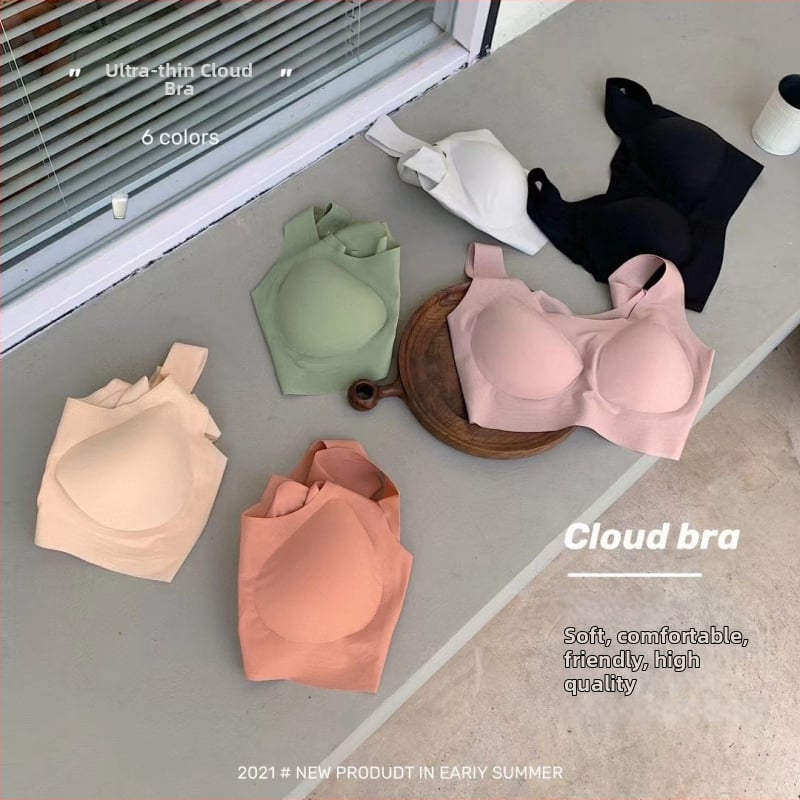 Bežični latex grudnjak za žene – ultra-tanki rashladni materijal oblaka leda, 3/4 košarica s tankim oblikovanim košaricama, fiksne dvostruke naramenice, za spavanje i sport