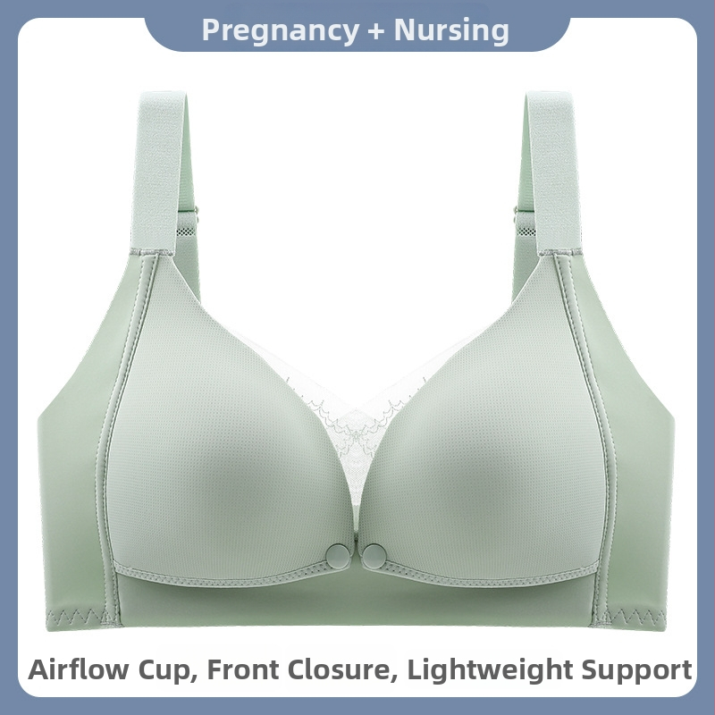 Trudnički i dojenje grudnjak s čipkom, tanke oblikovane košarice, fiksni dvostruki naramenice, za sve faze, 70–80% najlon
