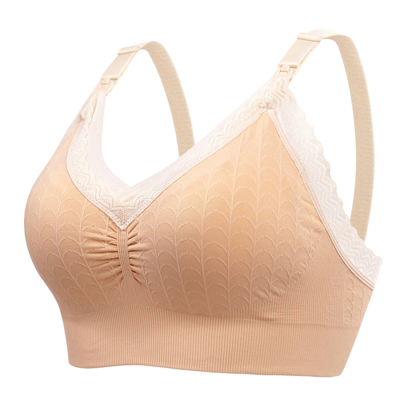 Trudnički dojiljni grudnjak, bezšavni, prozračna čipka, tanke oblikovane košarice, najlon-elastan