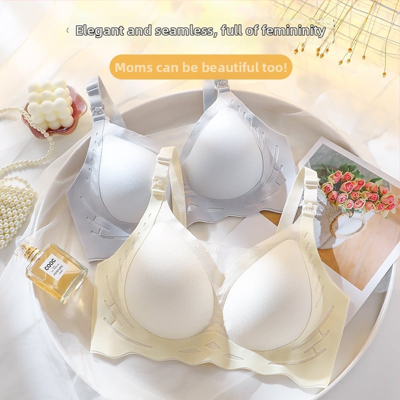 Grudnjak za dojenje s mekom podrškom, najlon materijal, tanke oblikovane košarice, fiksne naramenice, stražnje zatvaranje s četiri reda kukica i očiju