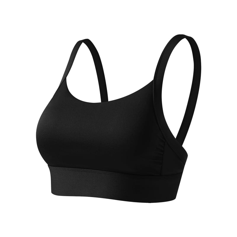 Спортен сутиен с V-образен гръб, пълна чашка, тънки формовани чашки, фиксирани двойни презрамки, закопчаване на гърба с три реда катарами
