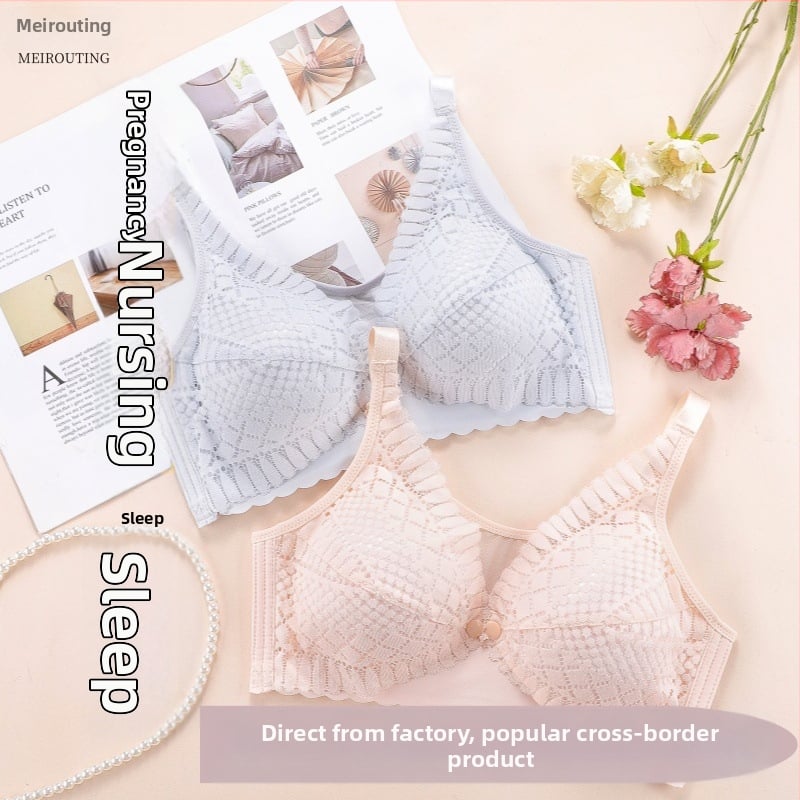 Σουτιέν θηλασμού με δαντέλα, μεγάλο μέγεθος, λεπτές κάψες, χωρίς σύρμα, πίσω με τέσσερις σειρές αγκράφες, σταθεροί διπλοί ιμάντες