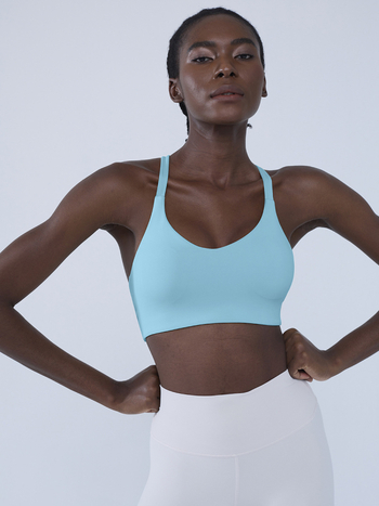 Sportski grudnjak za jogu s prekriženim stražnjim dijelom i umetkom za dojke, šalice 3/4, glavni materijal 80% najlon, 20% spandex, čvrste dvostruke naramenice
