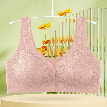 Ženski čipkasti, prozračni bezšavni grudnjak-vest s latexnim oblikovanim košaricama, 3/4 košarica, fiksne naramenice