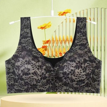 Ženski čipkasti, prozračni bezšavni grudnjak-vest s latexnim oblikovanim košaricama, 3/4 košarica, fiksne naramenice