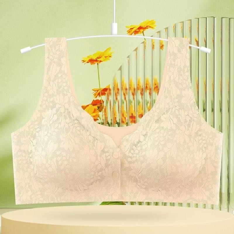 Ženski čipkasti, prozračni bezšavni grudnjak-vest s latexnim oblikovanim košaricama, 3/4 košarica, fiksne naramenice