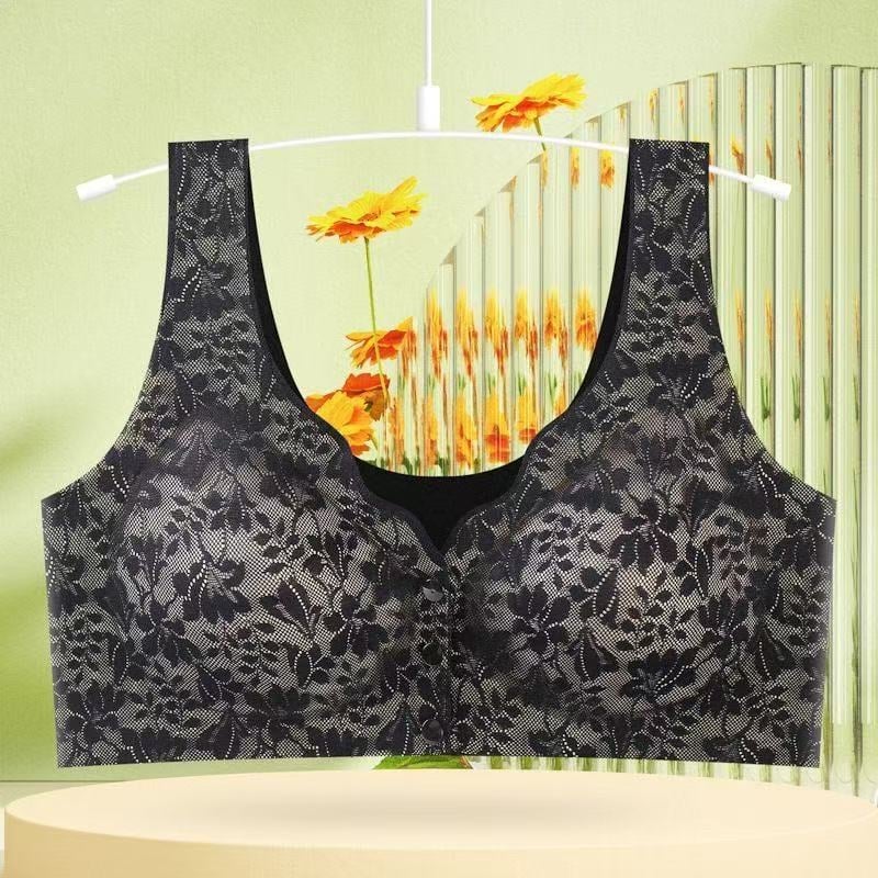 Ženski čipkasti, prozračni bezšavni grudnjak-vest s latexnim oblikovanim košaricama, 3/4 košarica, fiksne naramenice