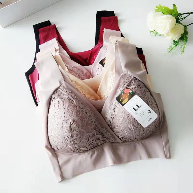 Plus-size čipkasti grudnjak bez žice, u stilu topa, udoban, bez šavova