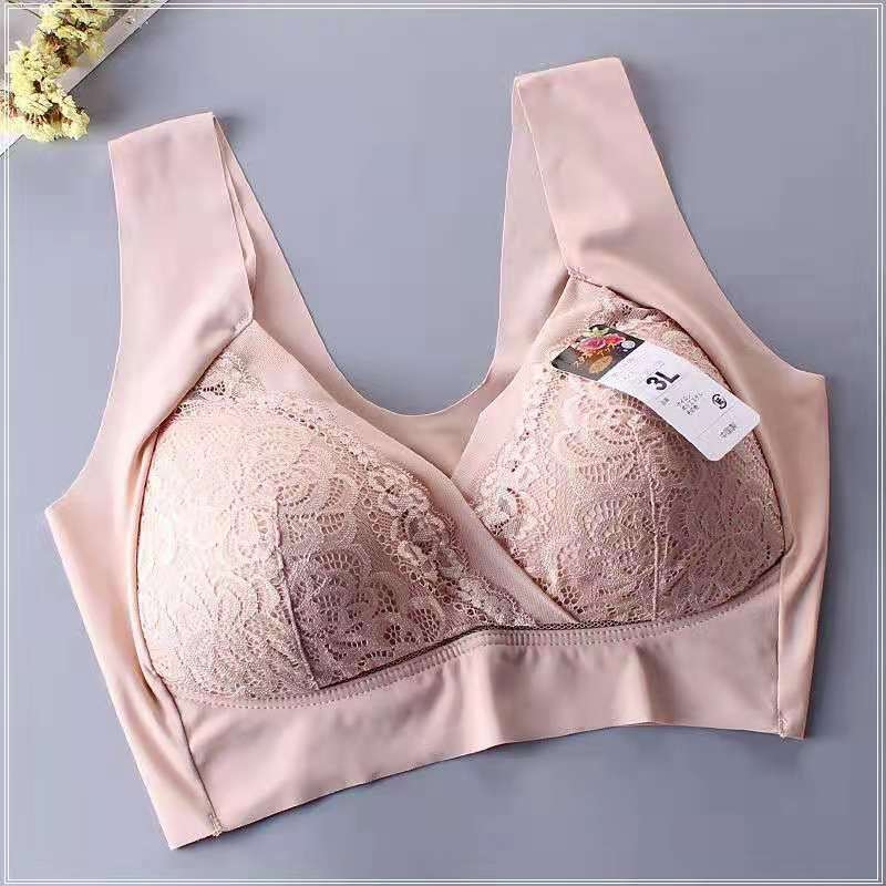 Plus-size čipkasti grudnjak bez žice, u stilu topa, udoban, bez šavova