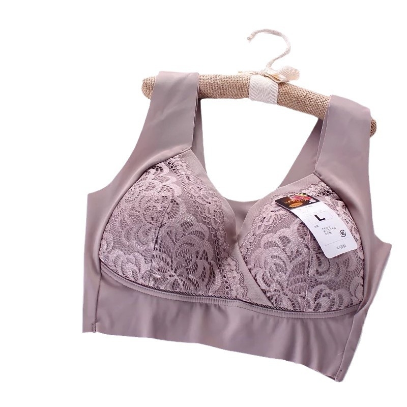 Plus-size čipkasti grudnjak bez žice, u stilu topa, udoban, bez šavova