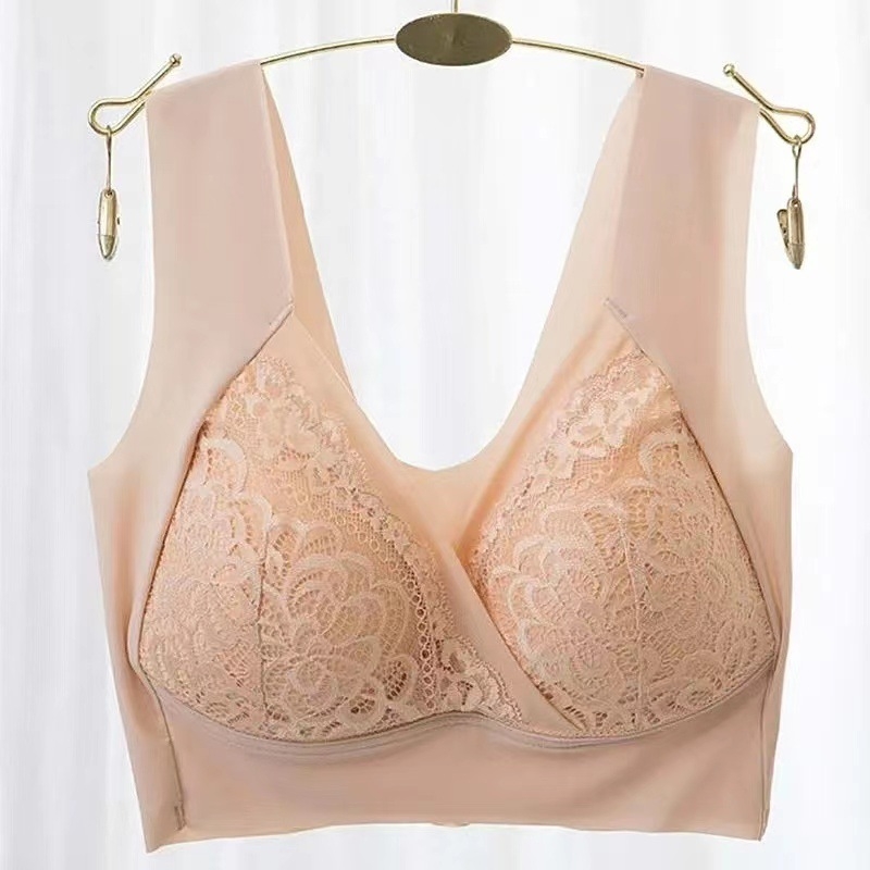 Plus-size čipkasti grudnjak bez žice, u stilu topa, udoban, bez šavova