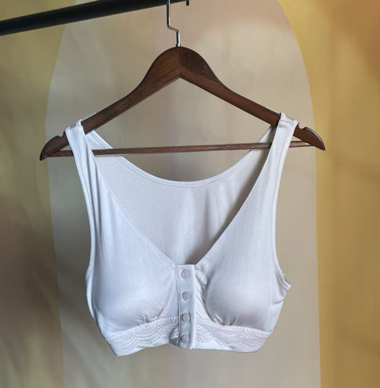 100% Mulberry svila, grudnjak s prednjim kopčanjem, stil prsluka, za starije žene, puna šalice, tanko oblikovane čašice