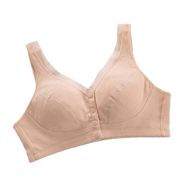 Sutien za dojenje u vestnom stilu, pamuk jacquard, prednje kopče, pune šalice, čvrste dvostruke naramenice