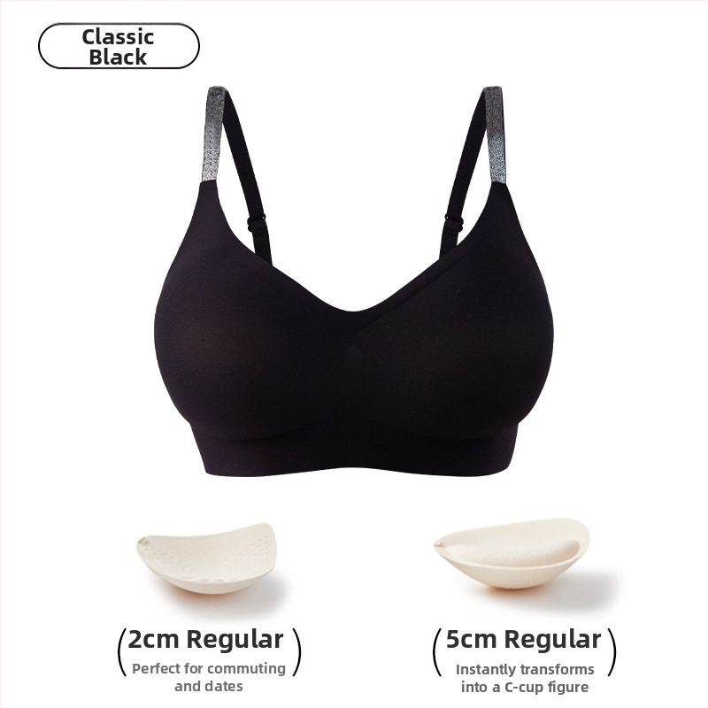 Спортен сутиен безшевен, с пълна чашка, найлонова материя с подплата от спандекс 30–50%, задно закопчаване с четири реда катарами, фиксирани двойни презрамки