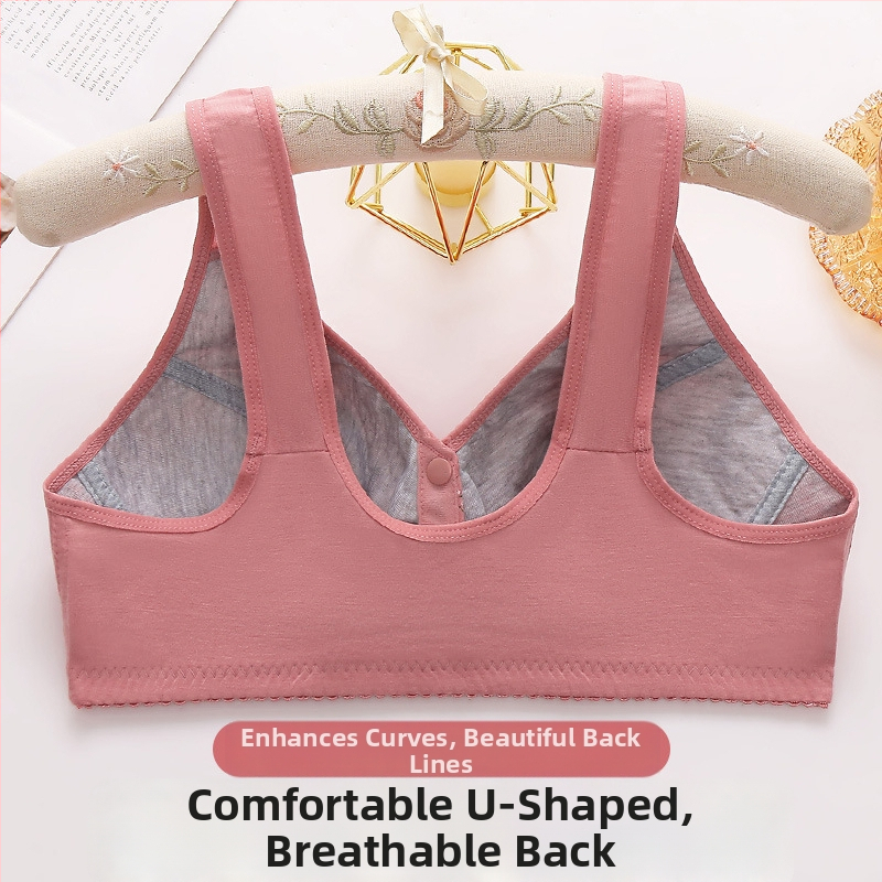 Bežični grudnjak s prednjim zatvaranjem, pamukasti otisak, puna košarica, vest-stil, za žene srednje i starije dobi