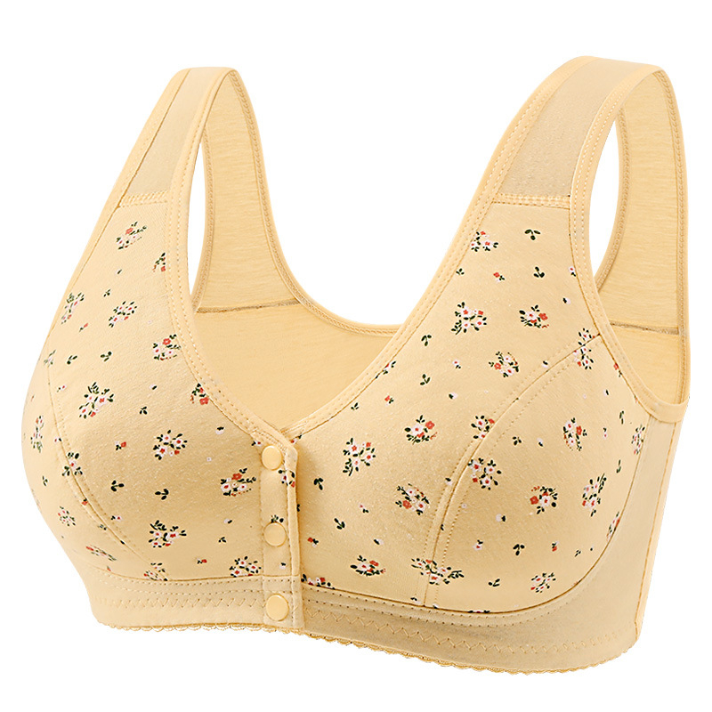 Bežični grudnjak s prednjim zatvaranjem, pamukasti otisak, puna košarica, vest-stil, za žene srednje i starije dobi