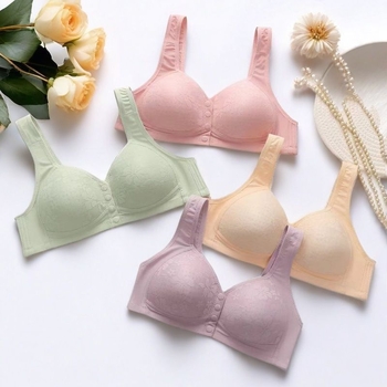 Sutien tip vest din bumbac, cu cupă completă, închidere frontală, respirabil și push-up (bumbac • cupă completă • închidere frontală • respirabil • push-up)