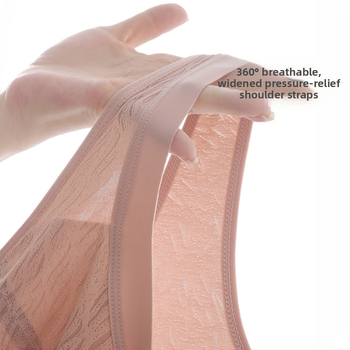 Bez žice grudnjak u prsluka s prednjim zatvaranjem, puna šalice, tanke oblikovane šalice od spužve, prozračna najlon tkanina s podstavom od pamuka