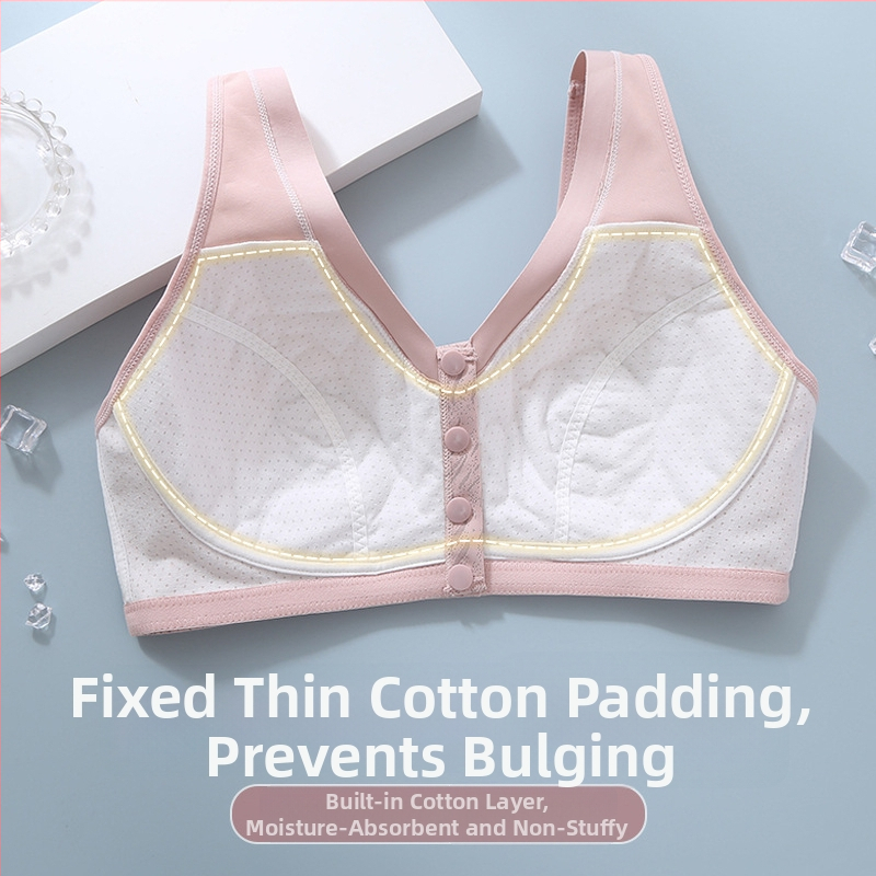 Bez žice grudnjak u prsluka s prednjim zatvaranjem, puna šalice, tanke oblikovane šalice od spužve, prozračna najlon tkanina s podstavom od pamuka