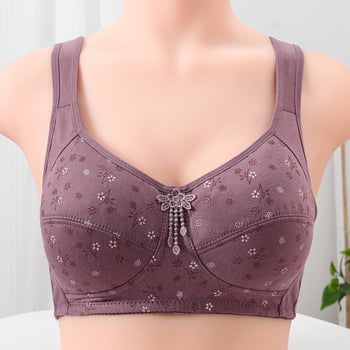 Plus-size grudnjak bez kostiju, prozračan i udoban za žene srednje dobi – košarica 3/4, oblikovana cupa s tankim gornjim dijelom i debelim donjim dijelom, čvrste dvostruke naramenice, stražnji zatvarač s četiri reda kukica, poliester