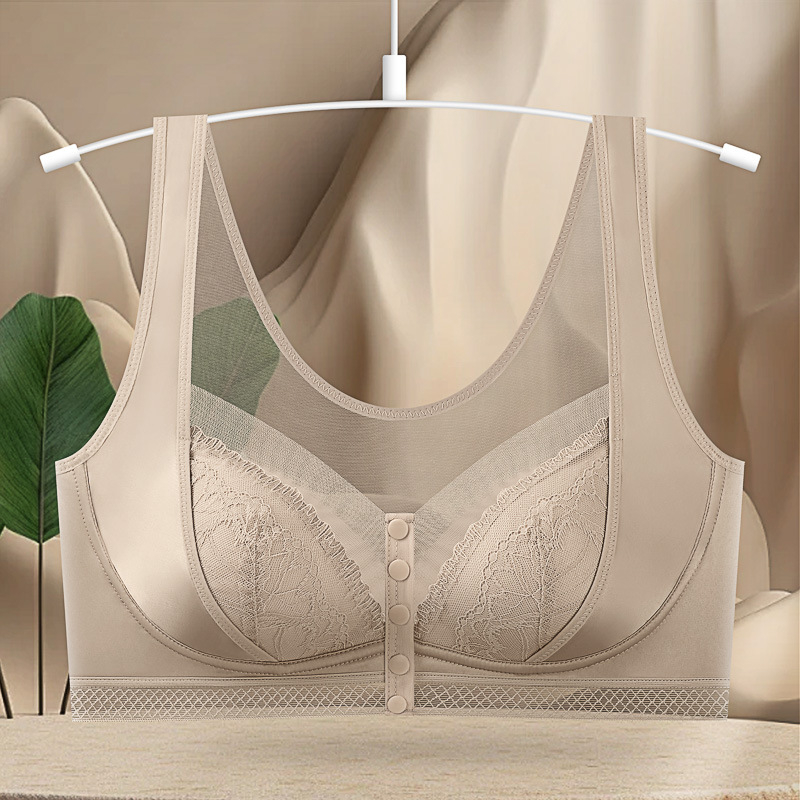 Vezeték nélküli melltartó elől záródó, hálós anyagú nylon, teljes kosár, lélegző