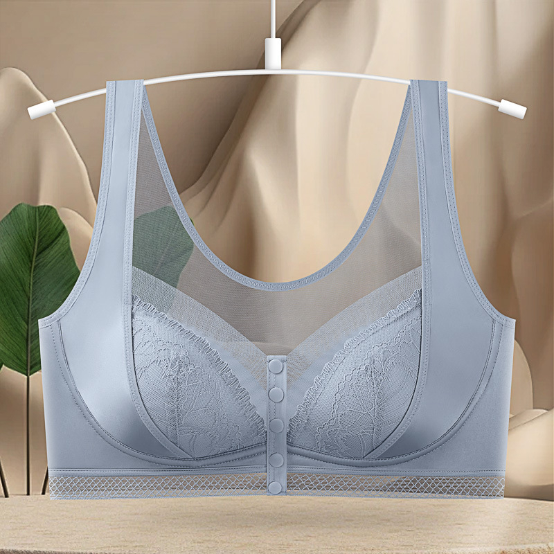 Vezeték nélküli melltartó elől záródó, hálós anyagú nylon, teljes kosár, lélegző