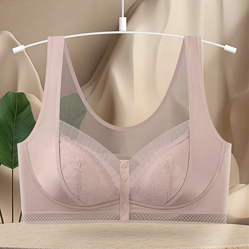 Vezeték nélküli melltartó elől záródó, hálós anyagú nylon, teljes kosár, lélegző