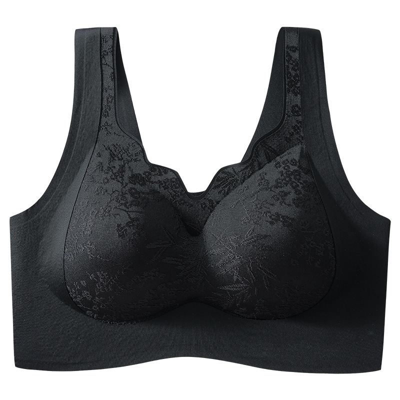 Sutien u stilu majice-vest, reljefni žakard, 3/4 košarica, najlon s podlogom spandexa, fiksne dvostruke naramenice, prednje kopčanje, prozračan i podržavajući