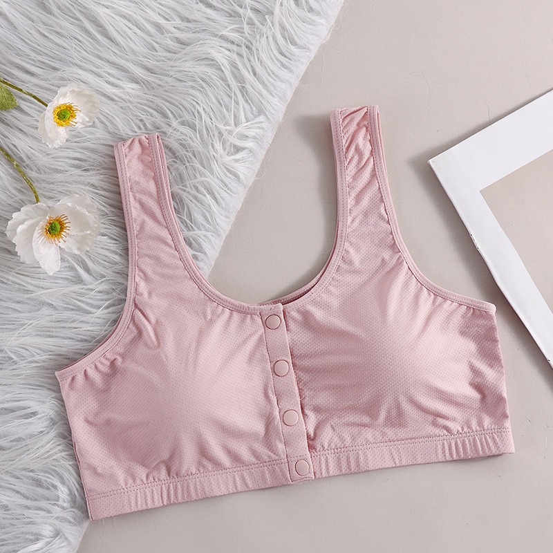 Sutien de alăptare cu închidere frontală, bretele duble fixe, cupă plină, cupă modelată subțire din bumbac, material principal nylon