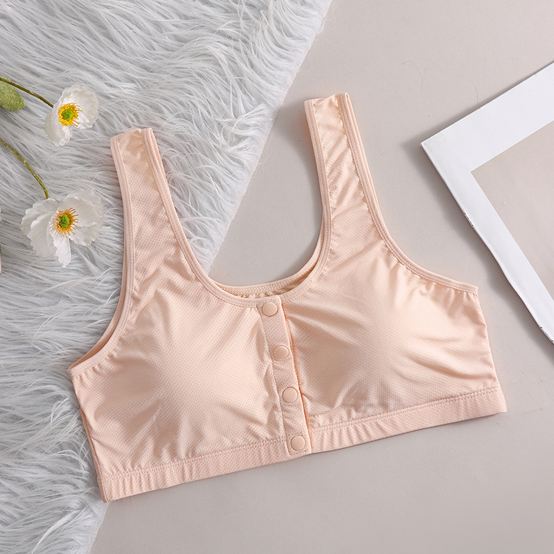 Sutien de alăptare cu închidere frontală, bretele duble fixe, cupă plină, cupă modelată subțire din bumbac, material principal nylon