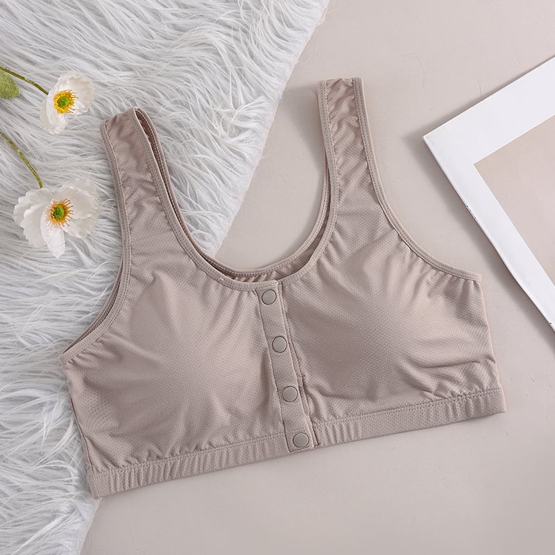 Sutien de alăptare cu închidere frontală, bretele duble fixe, cupă plină, cupă modelată subțire din bumbac, material principal nylon