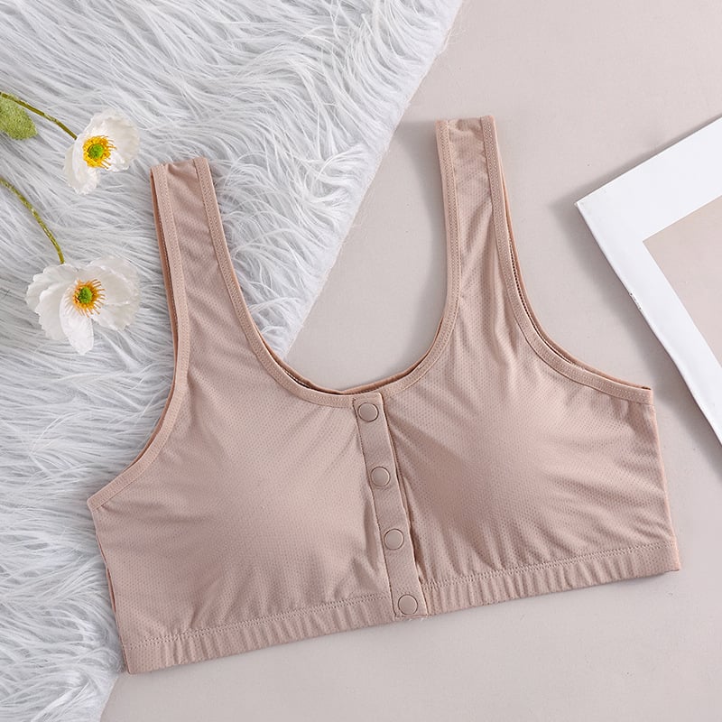 Sutien de alăptare cu închidere frontală, bretele duble fixe, cupă plină, cupă modelată subțire din bumbac, material principal nylon