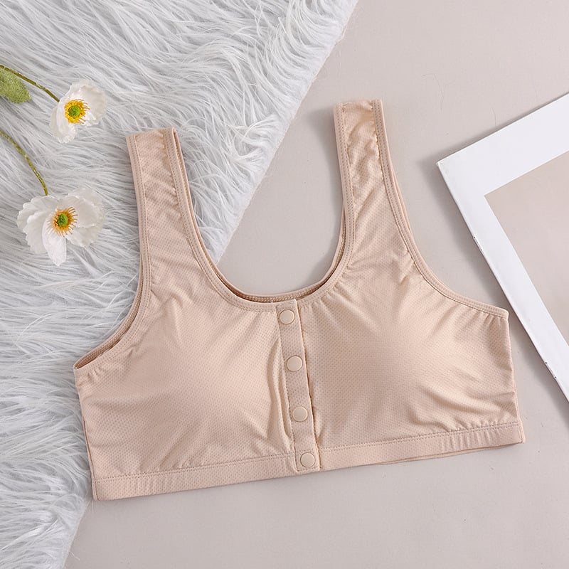 Sutien de alăptare cu închidere frontală, bretele duble fixe, cupă plină, cupă modelată subțire din bumbac, material principal nylon