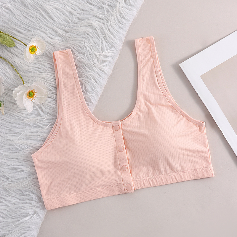 Sutien de alăptare cu închidere frontală, bretele duble fixe, cupă plină, cupă modelată subțire din bumbac, material principal nylon