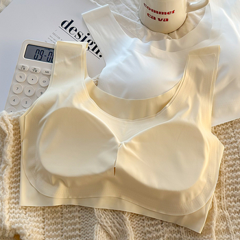 Ice Silk bezšavnu grudnjaku u stilu veste za žene, prozračna ljetna udobnost, šalice 1/4 s tankim oblikovanjem i podstavom od sendvič pamuka, podstava poliester 30–50%, bez metalnih okova, fiksni dvostruki remeni