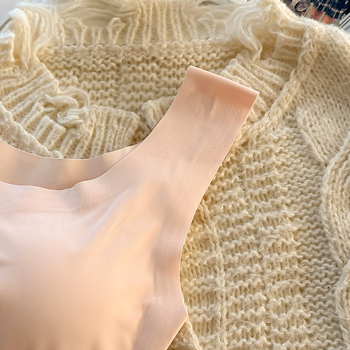 Ice Silk bezšavnu grudnjaku u stilu veste za žene, prozračna ljetna udobnost, šalice 1/4 s tankim oblikovanjem i podstavom od sendvič pamuka, podstava poliester 30–50%, bez metalnih okova, fiksni dvostruki remeni