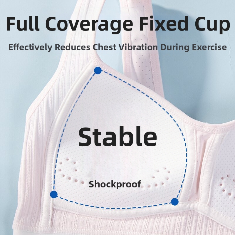 Sportski grudnjak za djevojčice, pamuk, košarica 3/4, tanko oblikovana šalica od spužve, podstava od najlona 80–90%, fiksne dvostruke naramenice