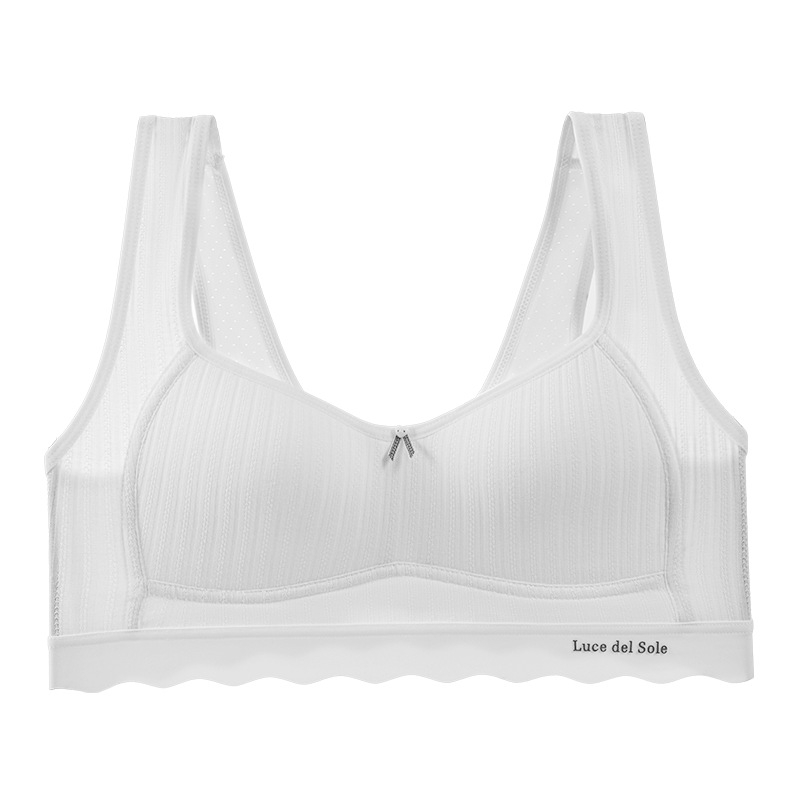 Sportski grudnjak za djevojčice, pamuk, košarica 3/4, tanko oblikovana šalica od spužve, podstava od najlona 80–90%, fiksne dvostruke naramenice