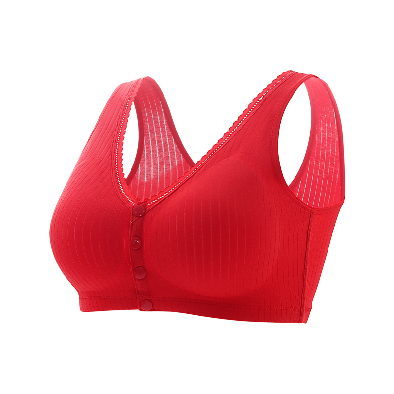 Sutien cu cupă completă, închidere frontală cu cataramă, bretele fixe, material din bumbac, căptușeală din nailon 50–70%, susținere superioară și modelare