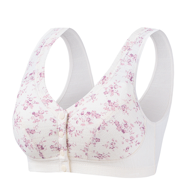 Bežan grudnjak bez žice, s prednjim zatvaranjem, stil prsluka, puna košarica, kineski tinta uzorak