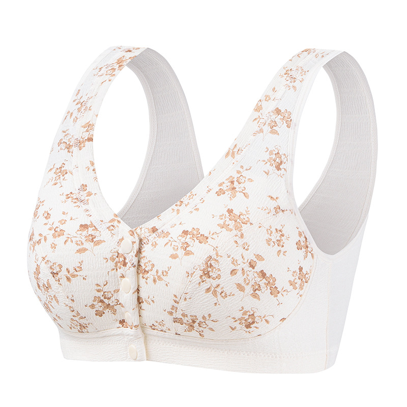 Bežan grudnjak bez žice, s prednjim zatvaranjem, stil prsluka, puna košarica, kineski tinta uzorak