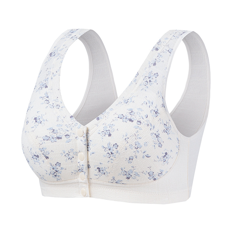 Bežan grudnjak bez žice, s prednjim zatvaranjem, stil prsluka, puna košarica, kineski tinta uzorak