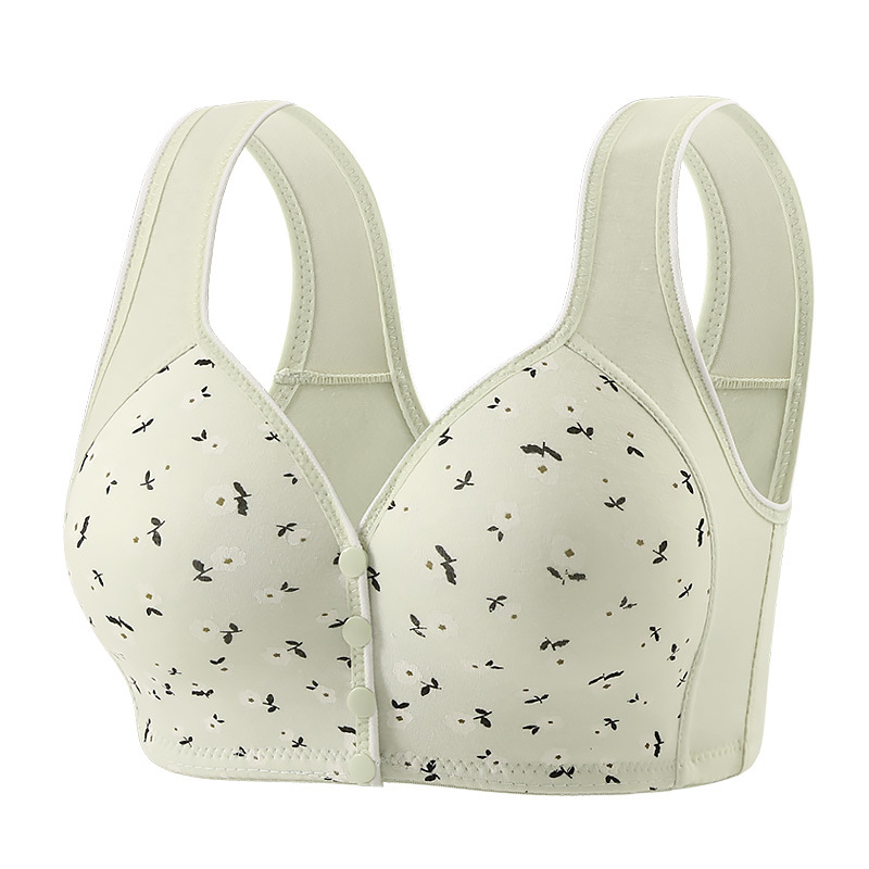 Sutien fără fir cu închidere frontală pentru femei de vârstă mijlocie și în vârstă, cu cupe complete, burete subțire cu formă, bretele fixe, material din nailon respirabil, confort pe tot parcursul anului