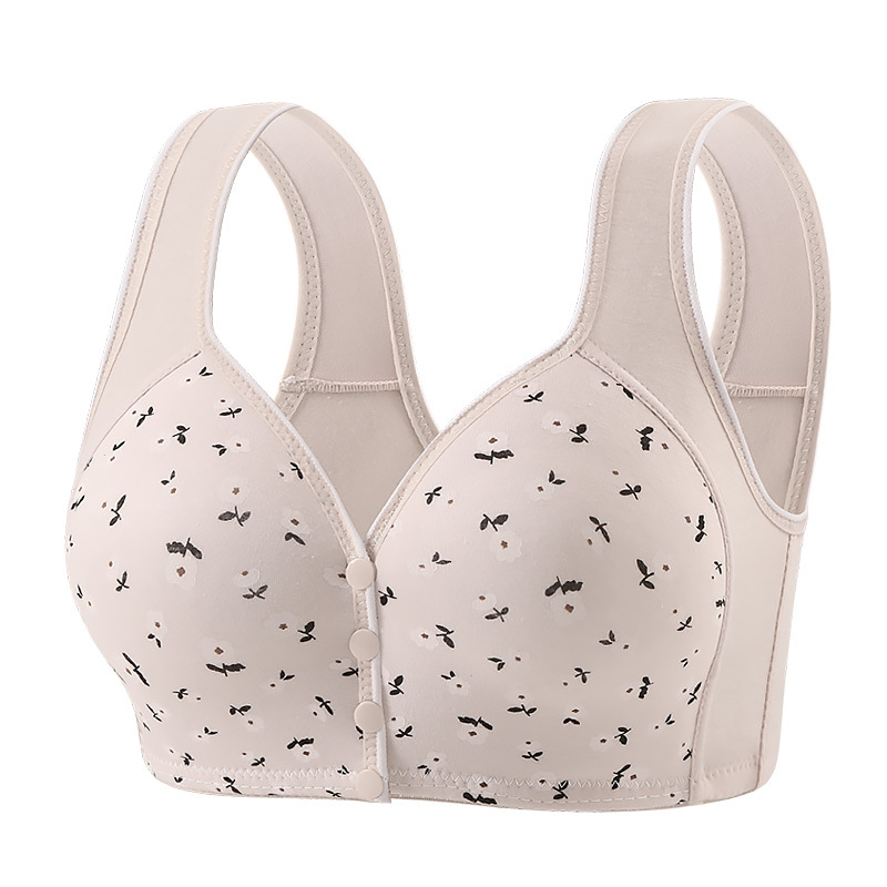 Sutien fără fir cu închidere frontală pentru femei de vârstă mijlocie și în vârstă, cu cupe complete, burete subțire cu formă, bretele fixe, material din nailon respirabil, confort pe tot parcursul anului