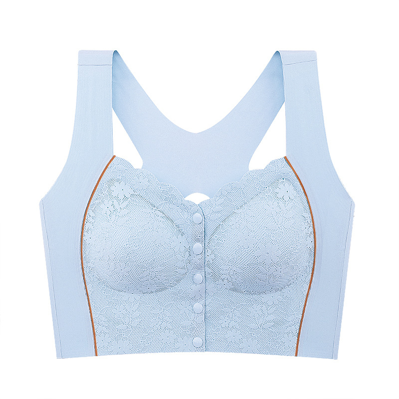 Grudnjak bez žice s prednjim zatvaračem, čipka, dugi vest-stil, puna cupa, materijal Ice Silk najlon
