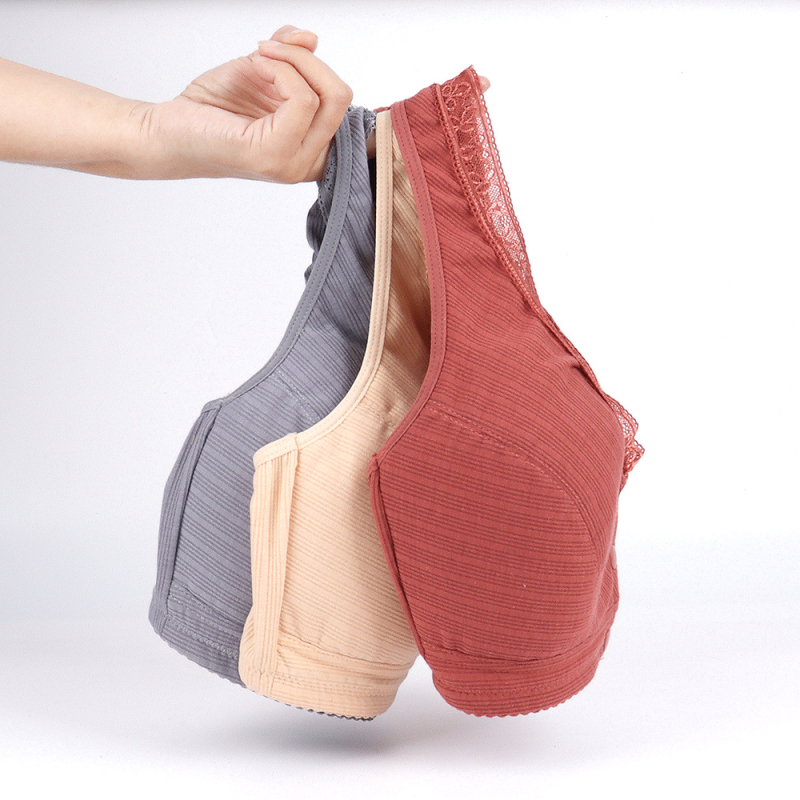 Дамски сутиен без телчета, памук, предно закопчаване, стил жилетка, за средна възраст 40–60 г