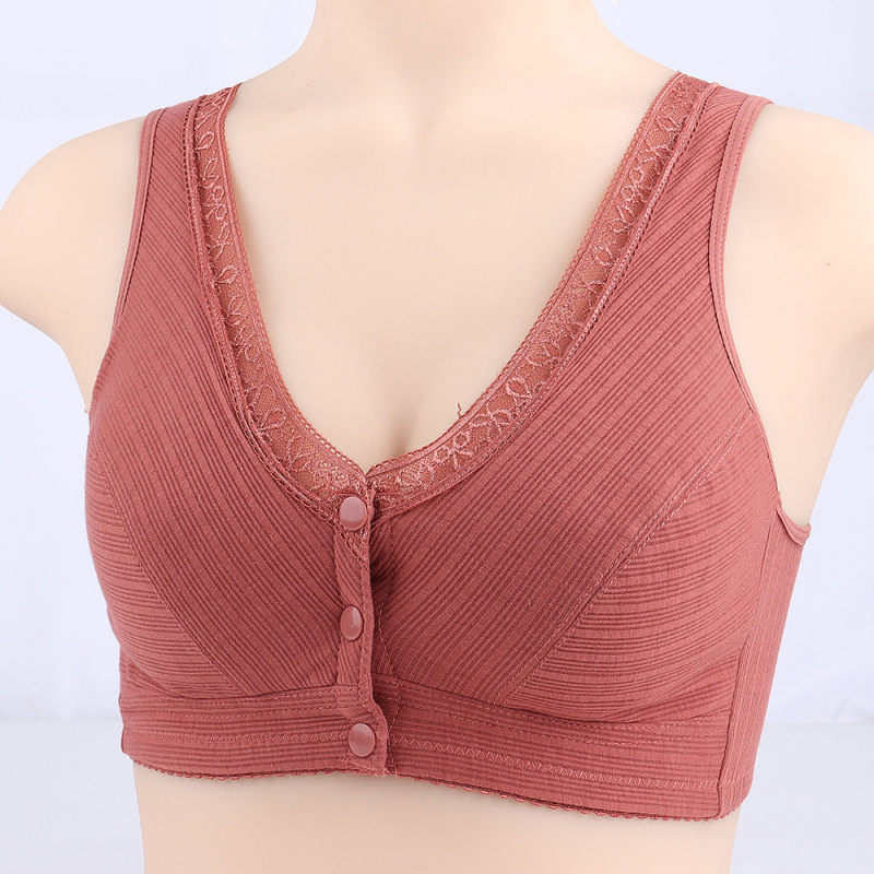 Дамски сутиен без телчета, памук, предно закопчаване, стил жилетка, за средна възраст 40–60 г