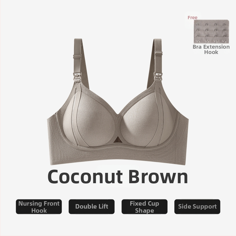 Sutien de alăptare pentru maternitate, bretele fixe, cupe subțiri formate, finisaj lucios, închidere la spate cu patru rânduri de cârlige, material principal viscoză 90–95%