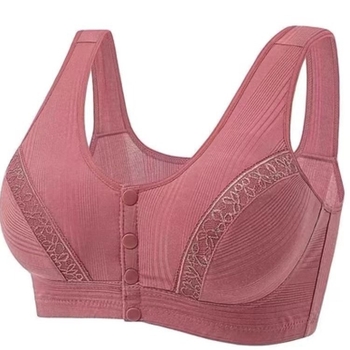 Bežični grudnjak u stilu veste, s čipkom od pamuka, prednje kopčanje, 3/4 košarica